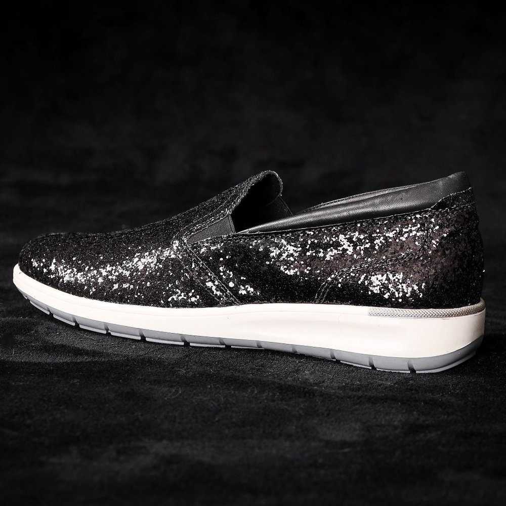 NWT Walking Cradles | Black Glitter Orleans Leather Sneaker - 10.5N